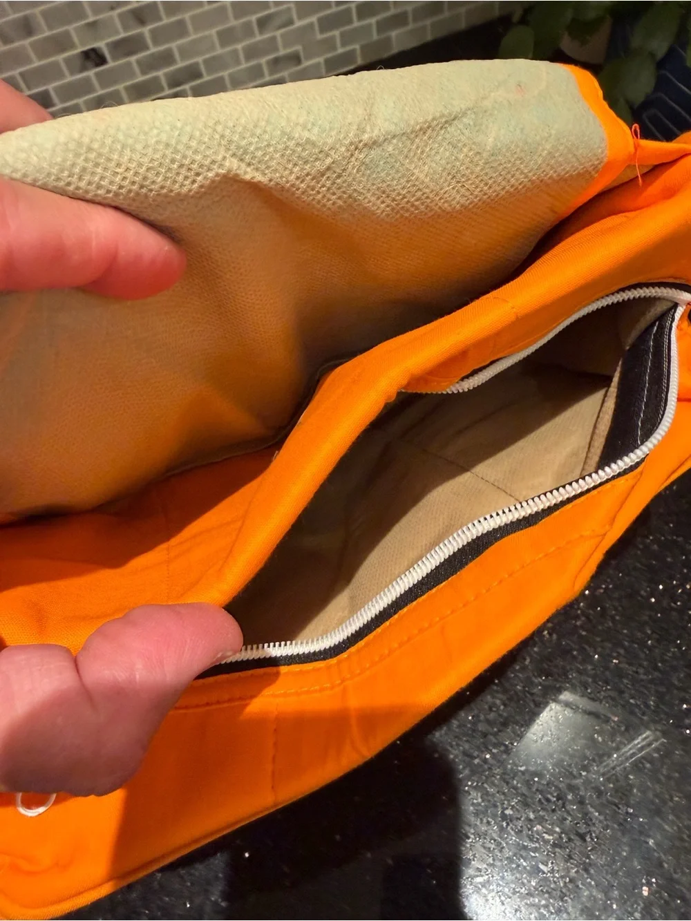 Orange Fabric Crossbody Small Bag